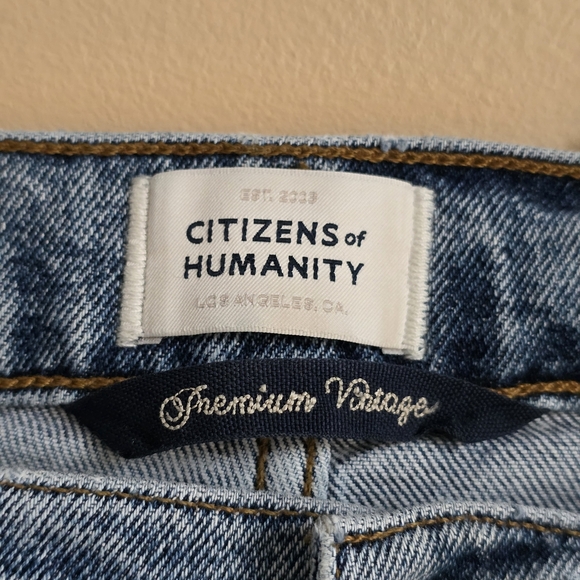 Citizens of Humanity Isola Raw Hem Crop Jeans Sz 24 Blue High Rise Straight Leg - Picture 3 of 9